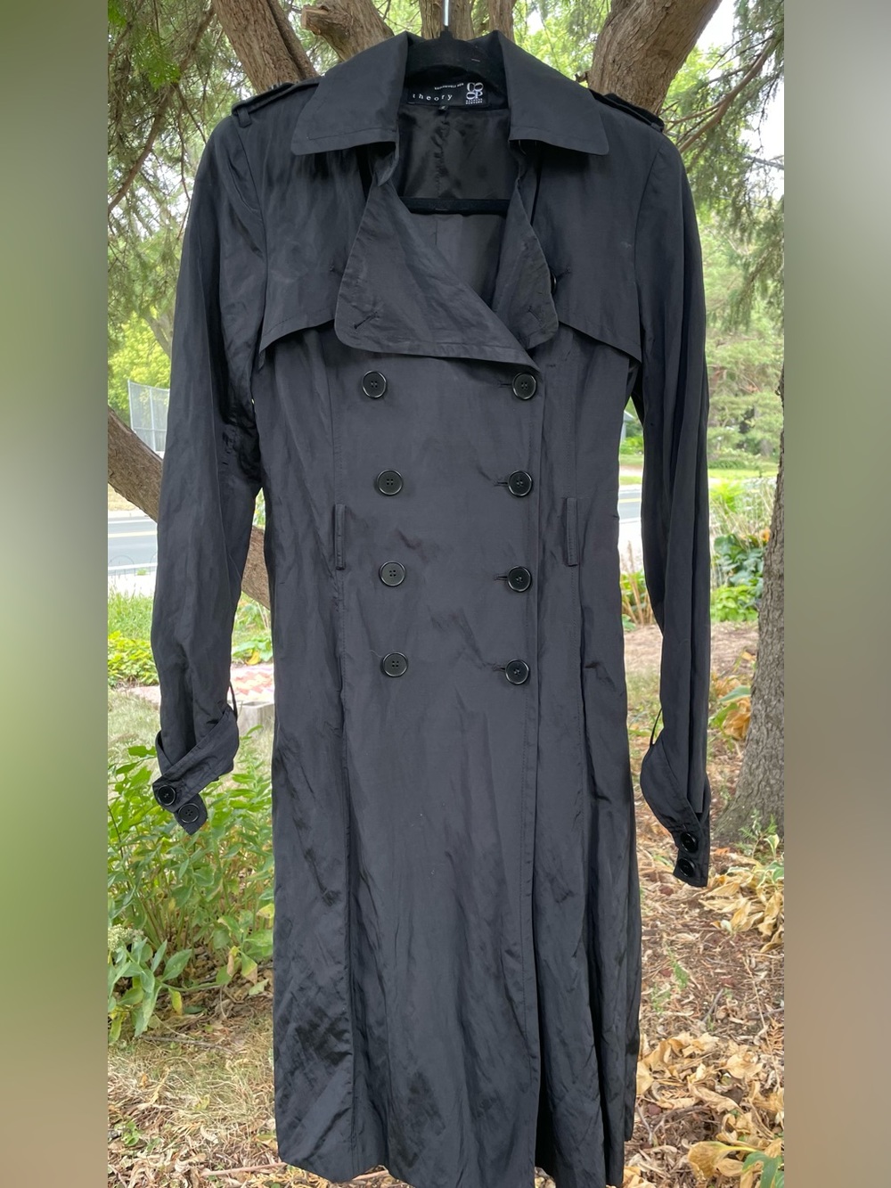Vintage Theory for Barneys NY Black Double-Breasted Long Trench Coat
